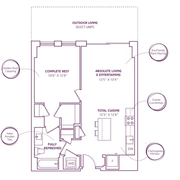 Floor Plan  1 Bed - 1 Bath | A10F ORI AUTOMATED HOME OFFICE