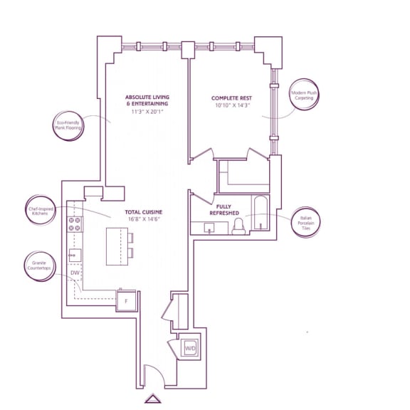 Floor Plan  1 Bed - 1 Bath | A21F (NEW) ORI POCKET OFFICE