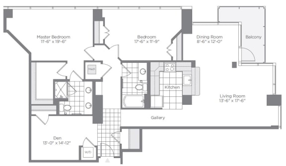 Floor Plan  2 Bed - 2 Bath | BD04 Den