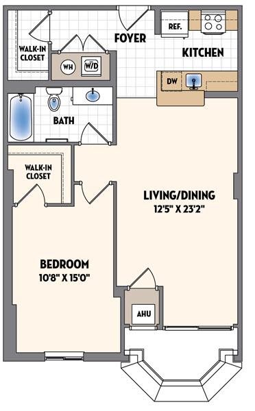  Floor Plan 1 Bedroom 1 Bath | a04