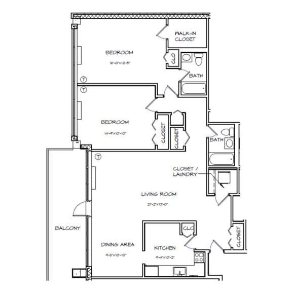 Floor Plan  2 Bedroom - 2 Bath | B08