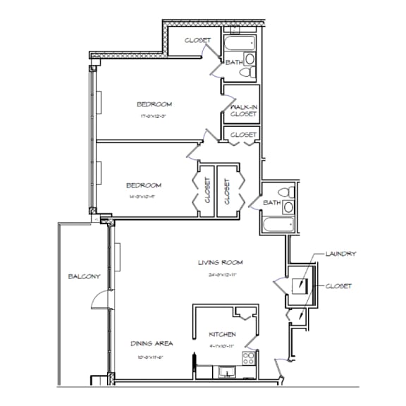 Floor Plan  2 Bedroom - 2 Bath | B13