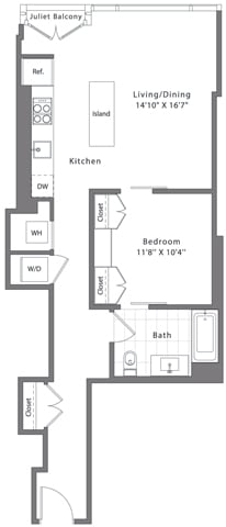 Floor Plan  1 Bed - 1 Bath | A05