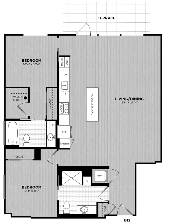 Floor Plan 2 Bed - 2 Bath | Dundon B12