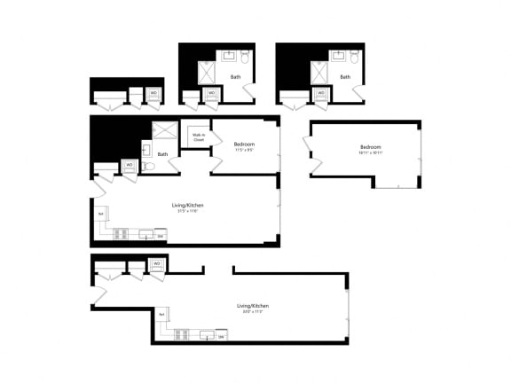 Floor Plan 1205 Collection 1 Bedroom - 1 Bath | A12
