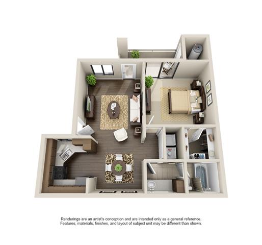 Floor Plan  Picacho, 1 Bed 1 Bath floor plan