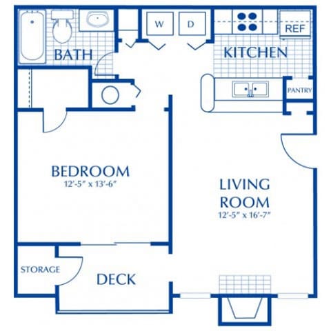 Floor Plan  Aspen 1 Bed 1 Bath floor plan