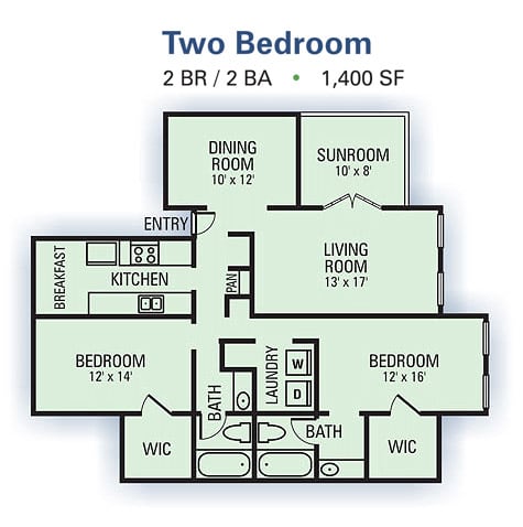 Floor Plan  Two Bedroom/Two Bathroom  at Linden Ridge, Stone Mountain, GA