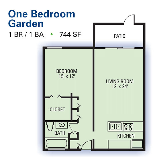 Floor Plan  Morrowood Townhomes - One Bedroom One Bathroom Floor Plan