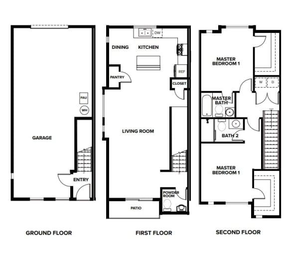 Floor Plan  Two Bedroom/Two &amp; a Half Bathroom