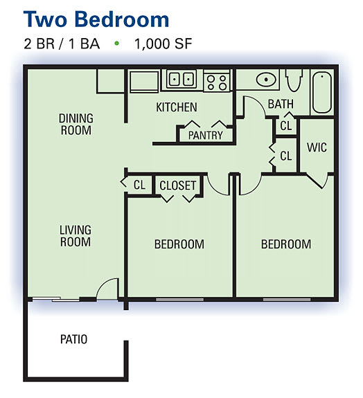 Floor Plan  Woods at Southlake - 2 Bedroom Floor Plan image