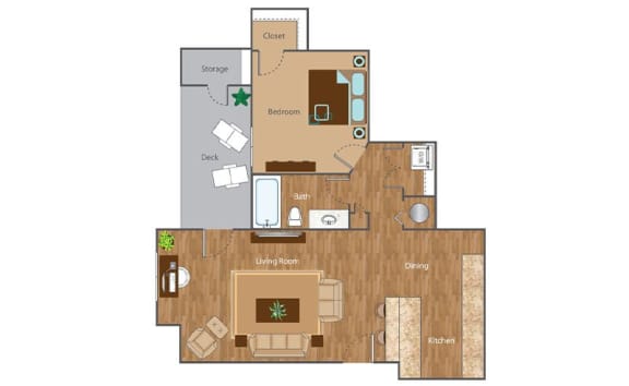 The Masonboro 1 Bed 1 Bath Floor Plan at The Reserve at Mayfaire, Wilmington, NC, 28405