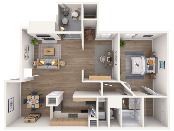 Floor Plan B1 1-Bedroom Plus Den