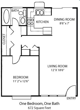  Floor Plan 1 Bed 1 Bath