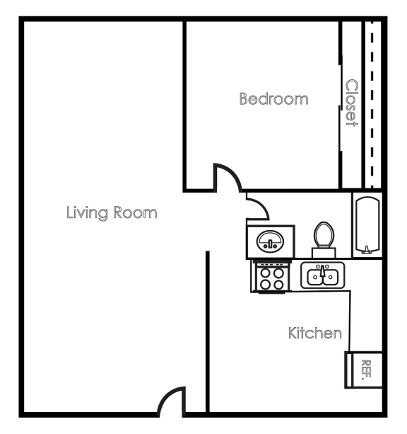 Floor Plan  1 Bed 1 Bath