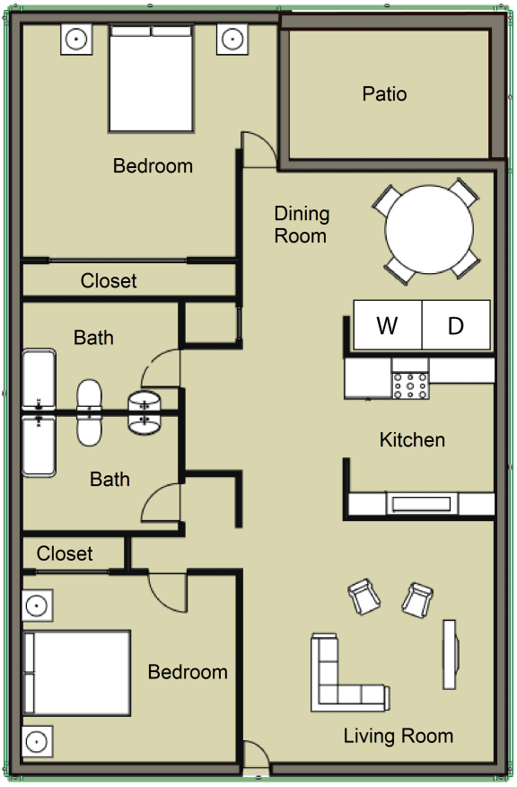 Floor Plan 2 Bed 2 Bath Large