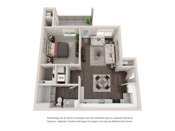 A1 Floor Plan at Aurora Apartments, California