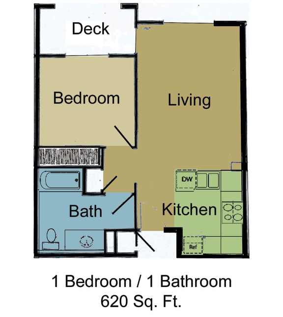 Floor Plan  Heritage Place Tustin 1 bedroom 1 bathroom