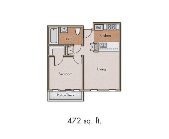 Floor Plan  Huntington Plaza 2 bedroom 472 square feet