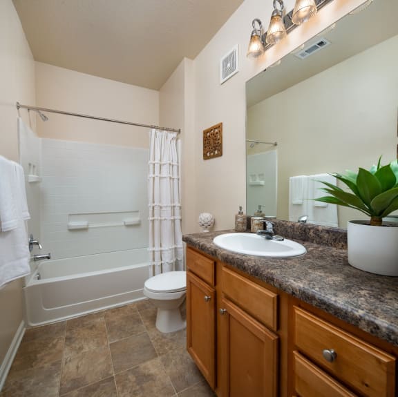 Bathroom with Bathtub at Abberly Crossing Apartment Homes by HHHunt, Ladson, SC