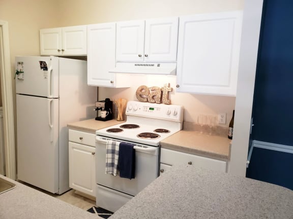 White-on-White Kitchen Design at Abberly Grove Apartment Homes by HHHunt, North Carolina