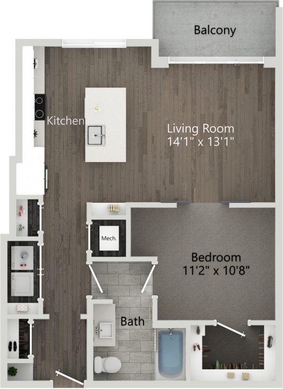 1 bed 1 bath plan H 1 bed 1 bath plan H at Abberly Skye Apartment Homes, Georgia