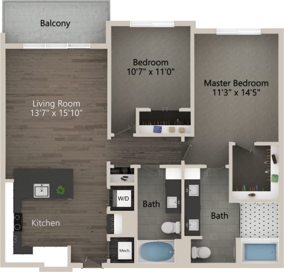 2 bed 2 bath plan B 2 bed 2 bath plan B at Abberly Skye Apartment Homes, Decatur, GA