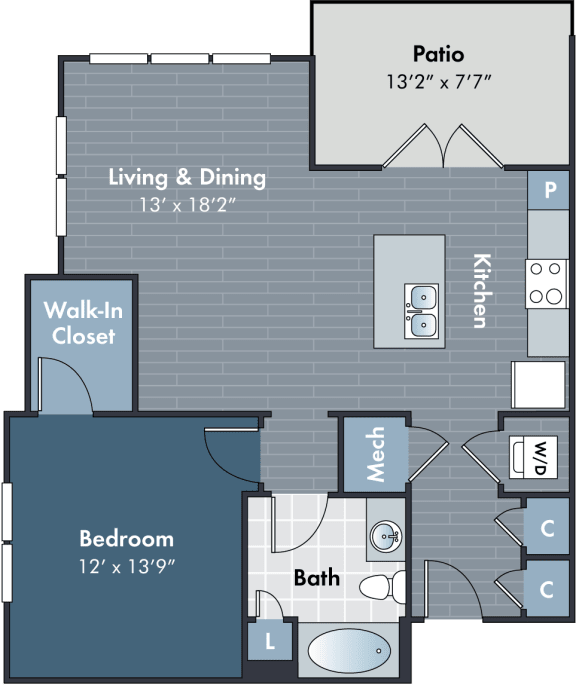 1 bedroom 1 bathroom  Marcley Floorplan at Abberly Market Point Apartment Homes by HHHunt, South Carolina