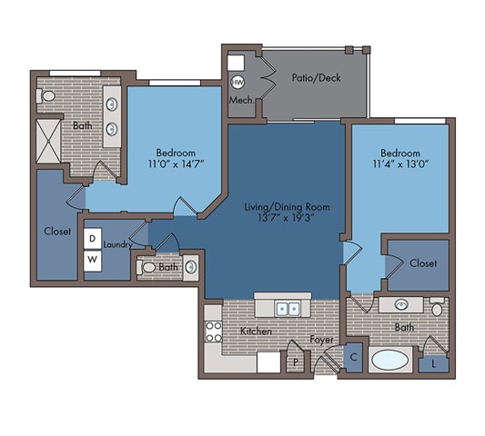 Monument Floor Plan at Abberly Square Apartment Homes, Waldorf