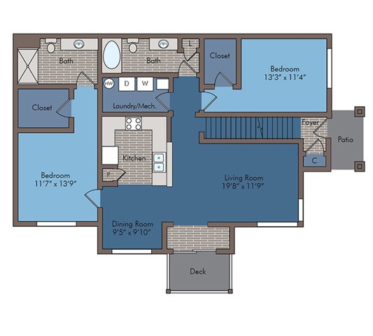Floor Plan  San Marco I Floor Plan at Abberly Square Apartment Homes, Waldorf, MD, 20601