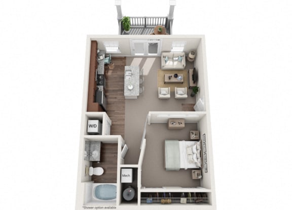 Annandale 1 Bedroom 1 Bath Floor Plan at Abberly Avera Apartment Homes by HHHunt, Manassas