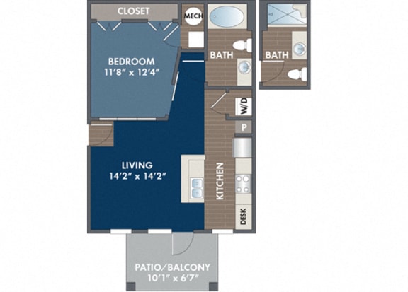 Annandale 1 Bedroom 1 Bath Floor Plan at Abberly Avera Apartment Homes by HHHunt, Virginia