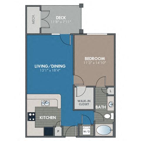 Cobalt 1 Bedroom 1 Bath Floor Plan at Abberly Waterstone Apartment Homes by HHHunt, Virginia