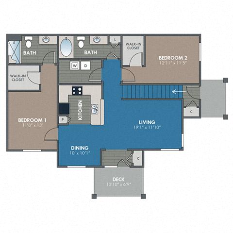 Onyx 2 Bedroom 2 Bath Floor Plan Onyx 2 Bedroom 2 Bath Floor Plan at Abberly Waterstone Apartment Homes by HHHunt, Stafford, Virginia