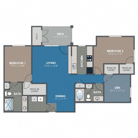 Titanium 2 Bedroom 2 Bath Floor Plan Titanium 2 Bedroom 2 Bath Floor Plan at Abberly Waterstone Apartment Homes by HHHunt, Stafford, VA, 22554
