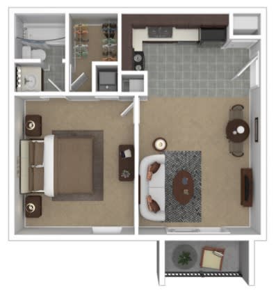 Floor Plan  1 Bed/1 Bath Floor Plan with 521 Sq. Ft. at The District, Memphis, TN, 38115
