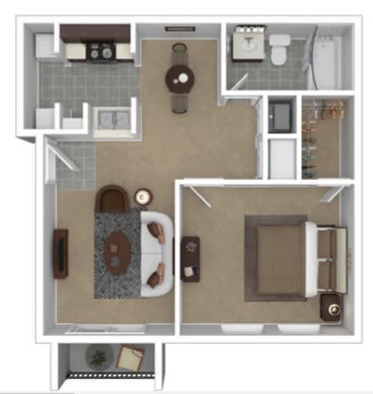 1 Bed/1 Bath Floor Plan with 631 Sq. Ft. at The District, Memphis, TN, 38115