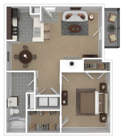 1 Bed/1 Bath Floor Plan with 806 Sq. Ft. at The District, Memphis, TN, 38115