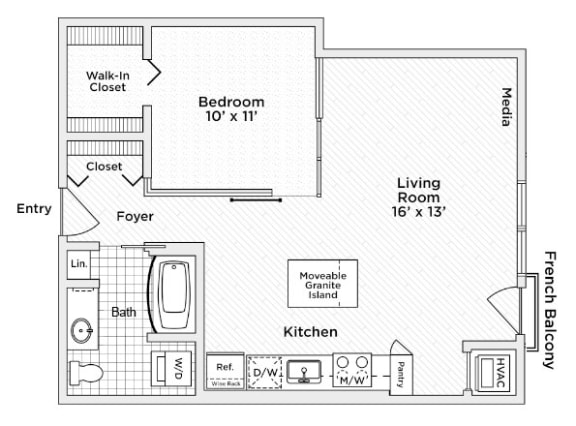 Floor Plan  Annex 696 Floor Plan with 696 Sq. Ft. at 275 on the Park, St. Louis