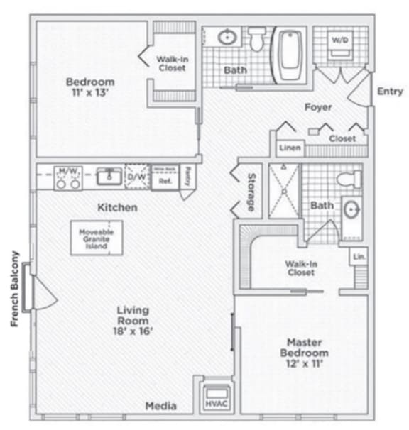 Annex 656 Floor Plan with 1061 Sq. Ft. at 275 on the Park, St. Louis, MO, 63108