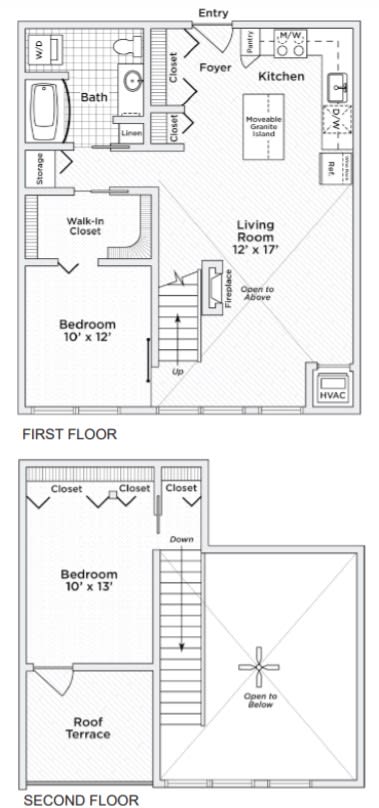 Floor Plan  Penthouse 2bed/1bath loft