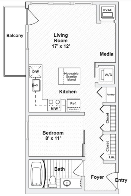 Annex 600 Floor Plan with 600 Sq. Ft. at 275 on the Park, St. Louis
