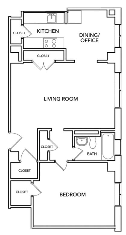 Congress 775 Floor Plan with 775 Sq. Ft. at 275 on the Park, St. Louis, MO, 63108