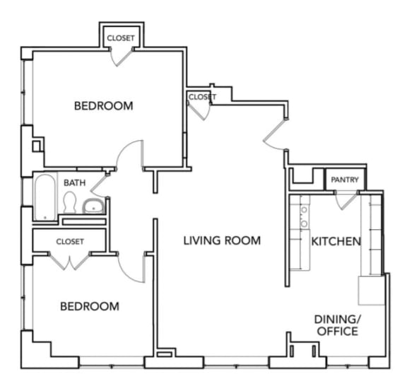 Congress 900 Floor Plan with 900 Sq. Ft. at 275 on the Park, Missouri, 63108