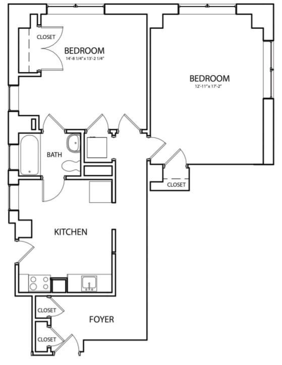 Floor Plan  Senate 815 Floor Plan with 815 Sq. Ft. at 275 on the Park, St. Louis, MO