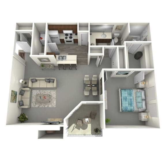 a furnished floor plan of a 3 bedroom apartment