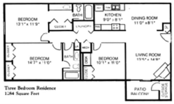 Drake Floor Plan Drake Floor Plan with 1284 Sq. Ft. at The Stella, Memphis