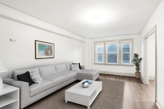 Living Room With Expansive Window at 275 on the Park, St. Louis, MO, 63108
