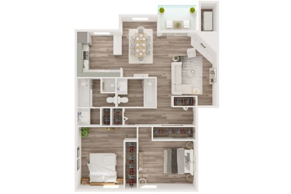 Floor Plan  B2 Floor Plan at Water Ridge Apartments, CLEAR Property Management, Irving, 75061
