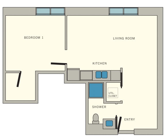 A1 Floor Plan at Aviator at Brooks Apartments, Clear Property Management, San Antonio, TX